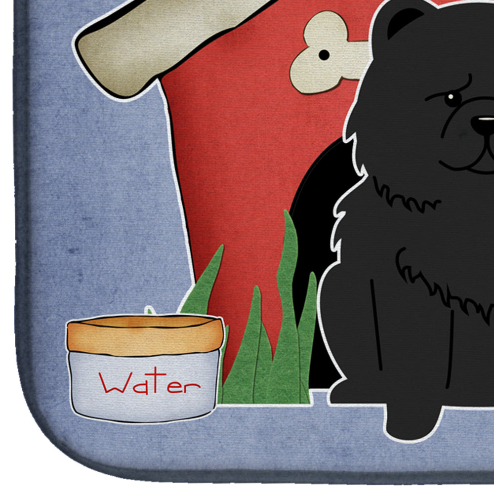 Dog House Collection Chow Chow Black Dish Drying Mat Absorbent Dish Drying Mat Pad for Kitchen Counter Dish Drainer Mat for Countertop, 14 x 21", Multicolor
