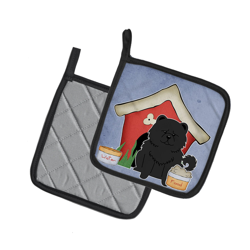 Dog House Collection Chow Chow Black Pot Holder Set of 2 Heat Resistant Quilted Hot Pads 7.5 x 7.5 Inch, Insulated Kitchen Trivets for Cooking & Baking