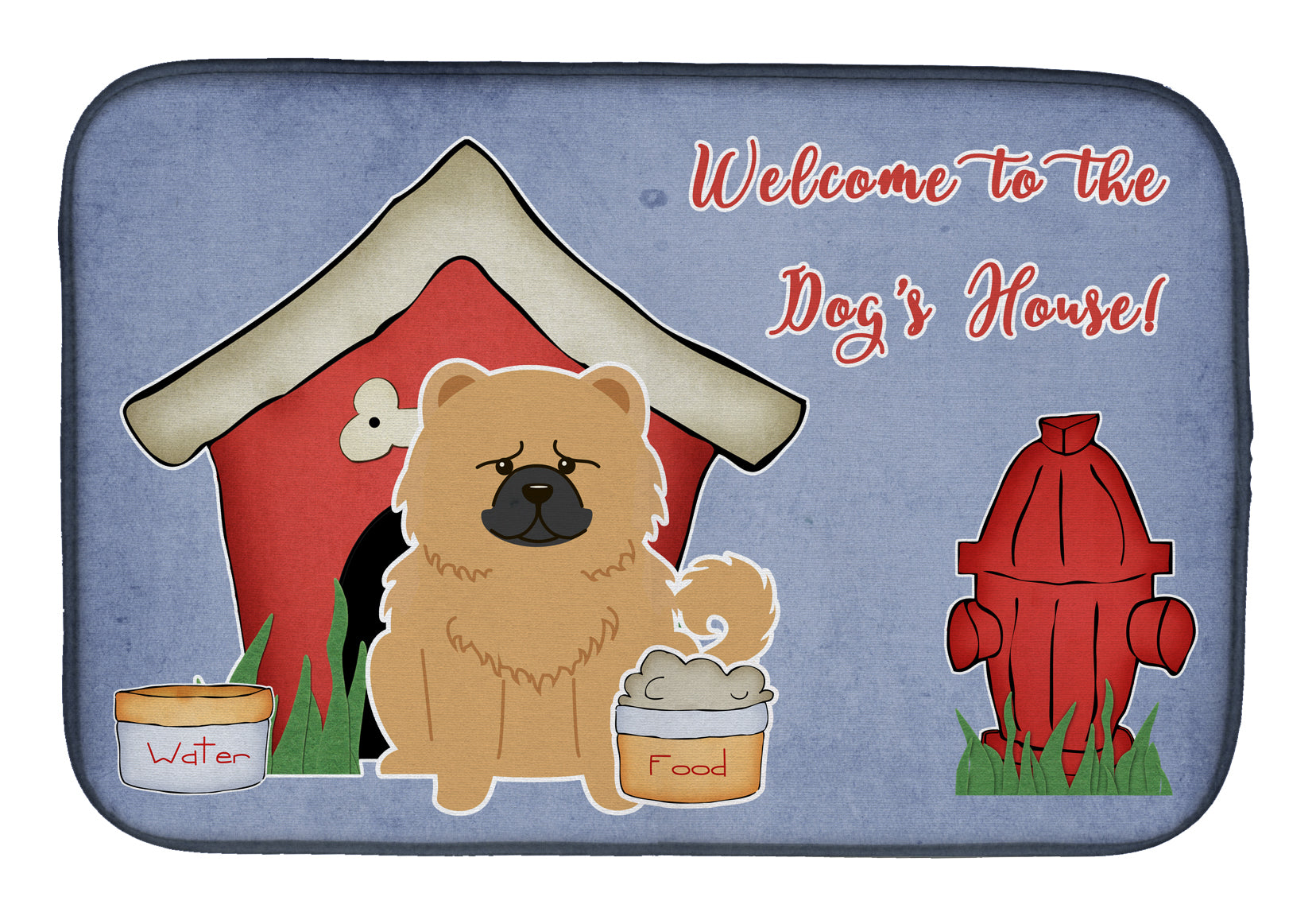 Dog House Collection Chow Chow Cream Dish Drying Mat Absorbent Dish Drying Mat Pad for Kitchen Counter Dish Drainer Mat for Countertop, 14 x 21", Multicolor