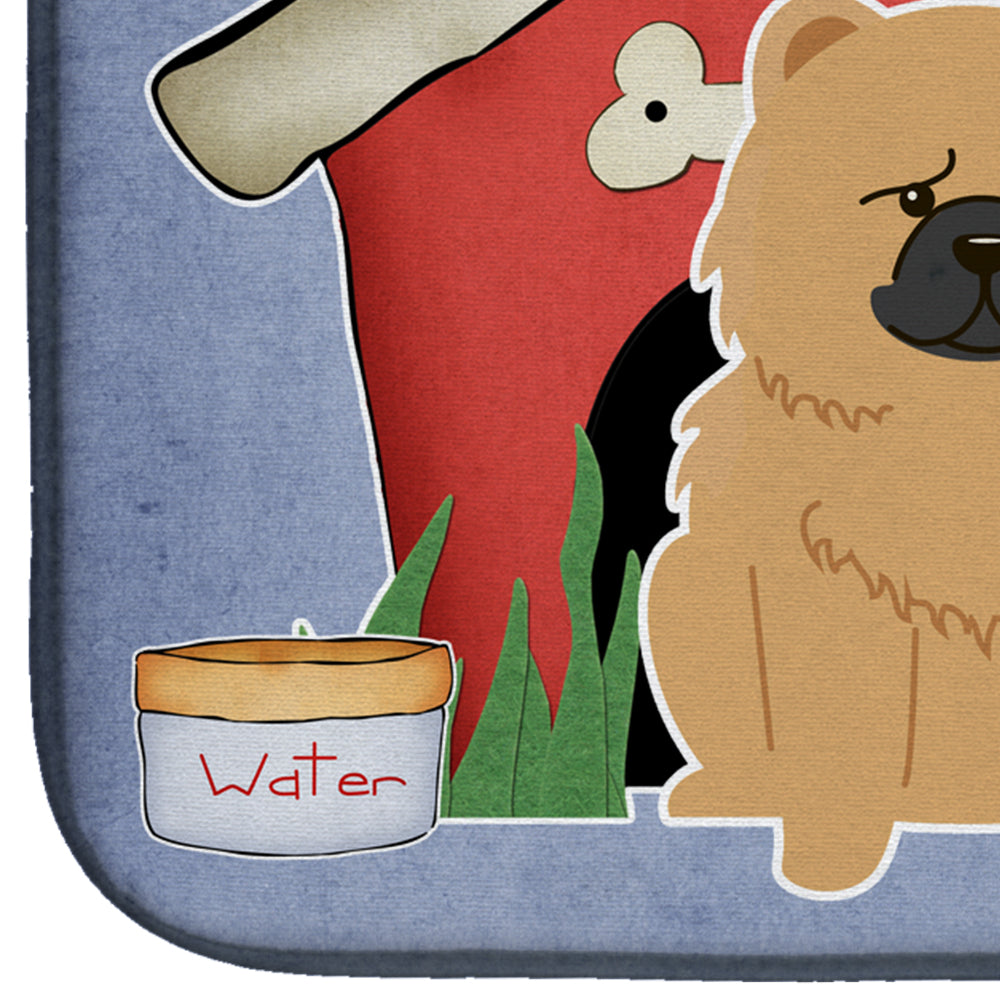 Dog House Collection Chow Chow Cream Dish Drying Mat Absorbent Dish Drying Mat Pad for Kitchen Counter Dish Drainer Mat for Countertop, 14 x 21", Multicolor