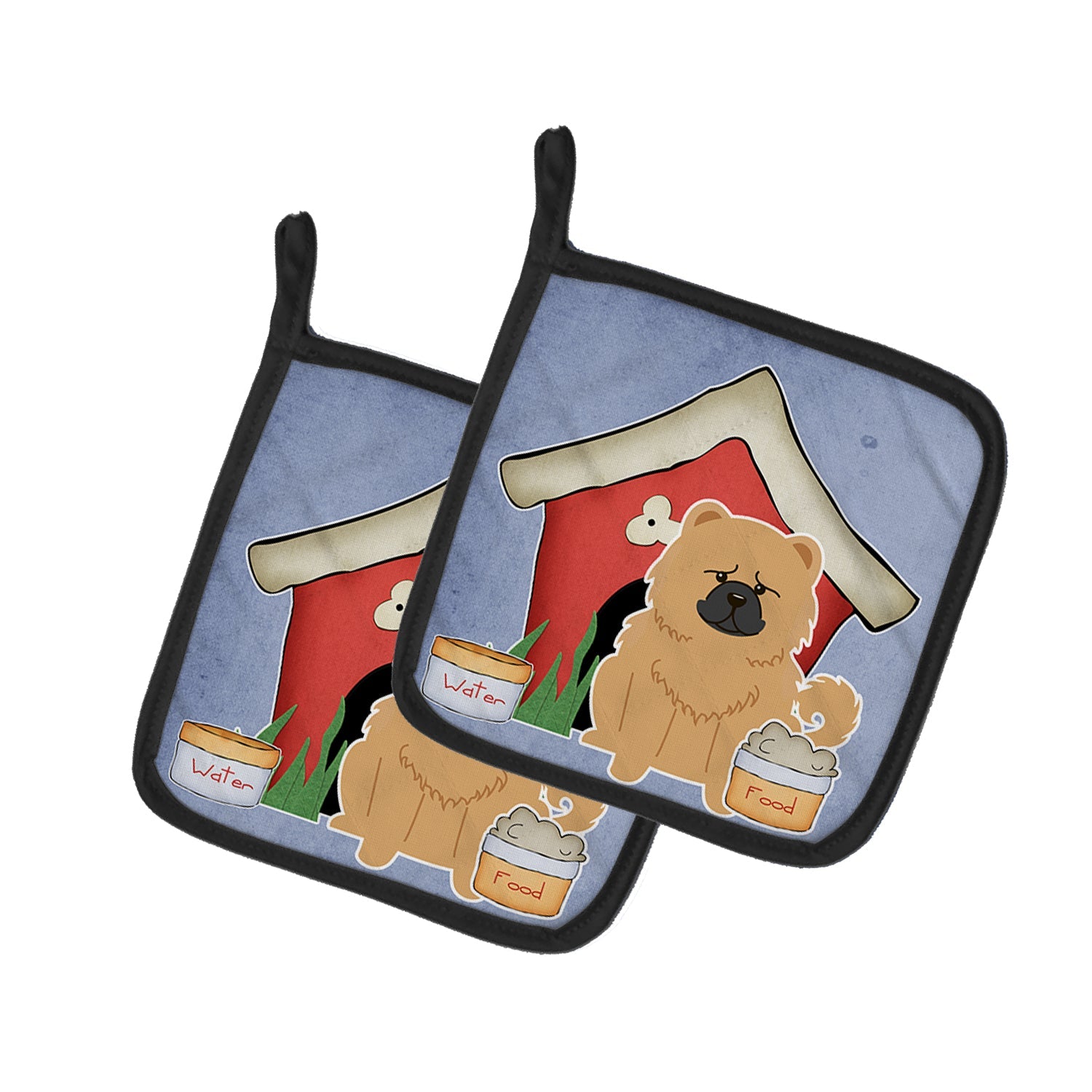 Dog House Collection Chow Chow Cream Pot Holder Set of 2 Heat Resistant Quilted Hot Pads 7.5 x 7.5 Inch, Insulated Kitchen Trivets for Cooking & Baking