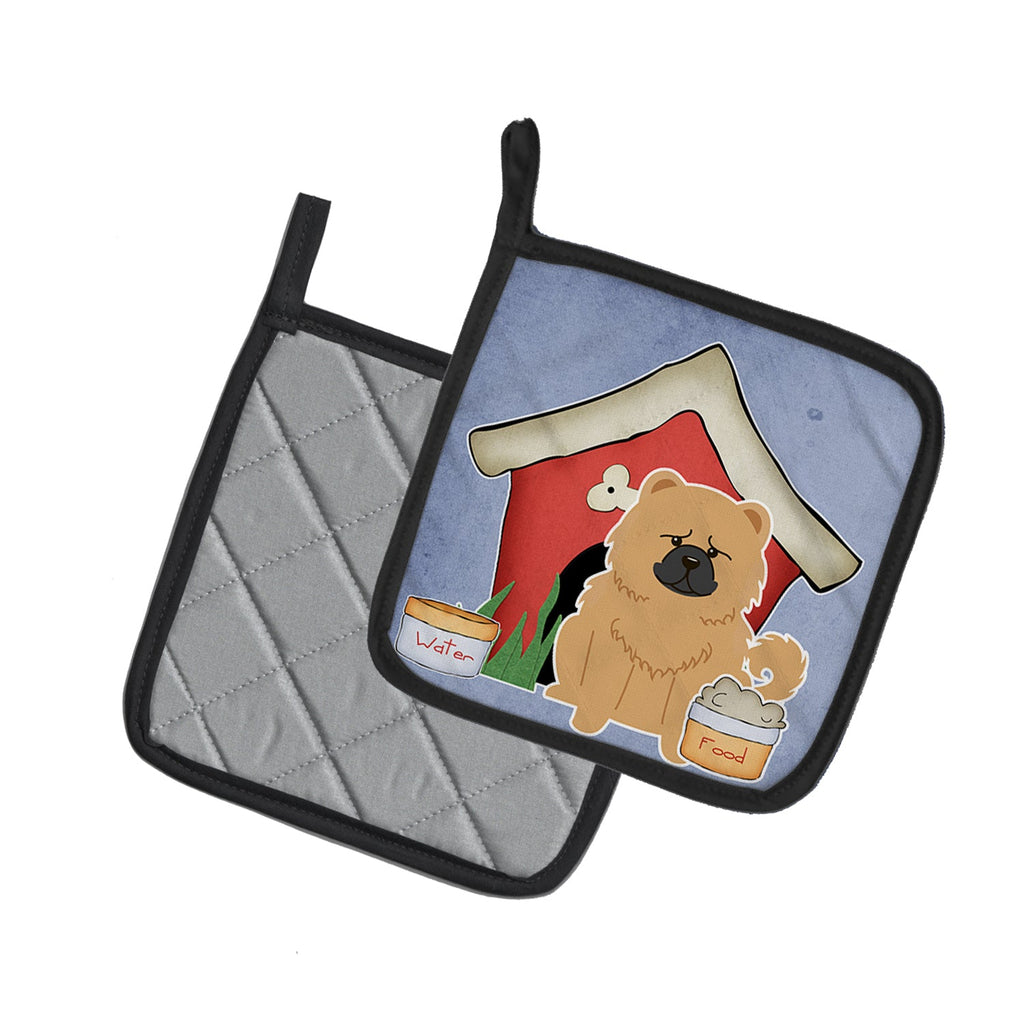 Dog House Collection Chow Chow Cream Pot Holder Set of 2 Heat Resistant Quilted Hot Pads 7.5 x 7.5 Inch, Insulated Kitchen Trivets for Cooking & Baking