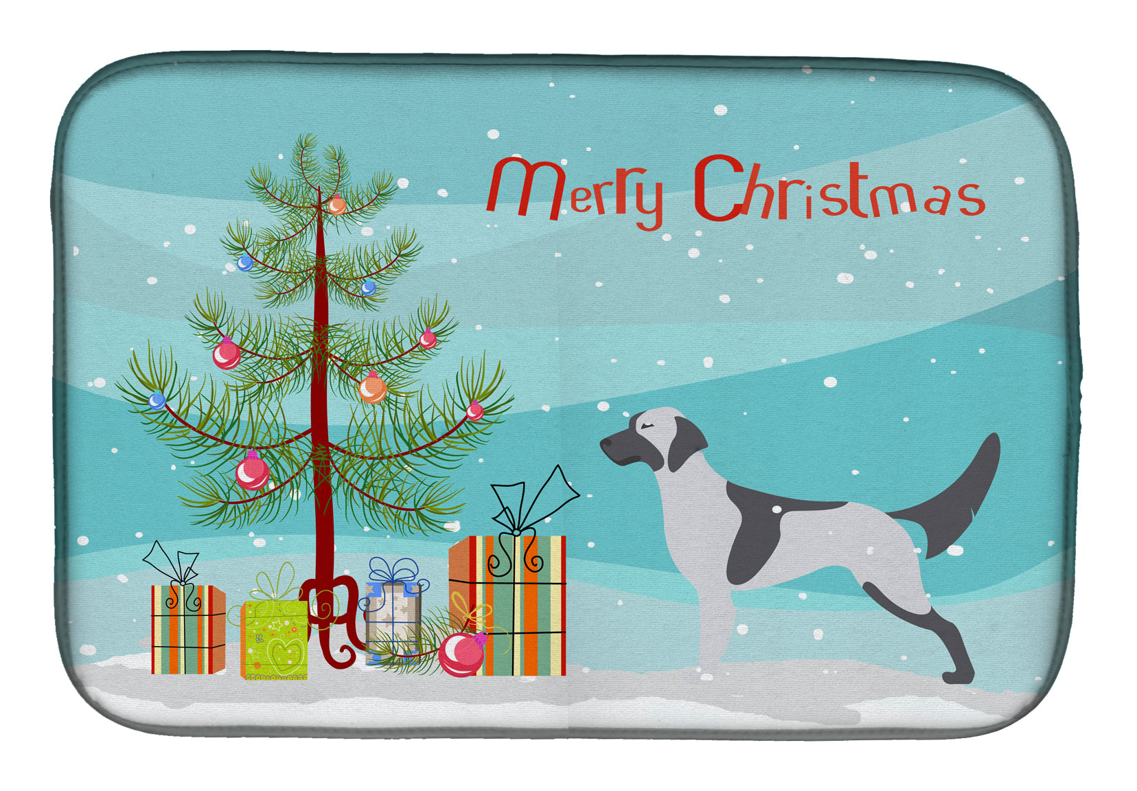 English Setter Merry Christmas Tree Dish Drying Mat Absorbent Dish Drying Mat Pad for Kitchen Counter Dish Drainer Mat for Countertop, 14 x 21", Multicolor