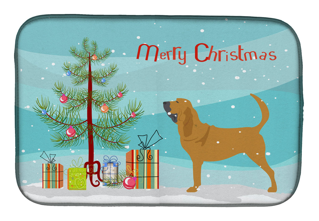 Bloodhound Merry Christmas Tree Dish Drying Mat Absorbent Dish Drying Mat Pad for Kitchen Counter Dish Drainer Mat for Countertop, 14 x 21", Multicolor