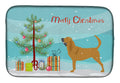 Bloodhound Merry Christmas Tree Dish Drying Mat Absorbent Dish Drying Mat Pad for Kitchen Counter Dish Drainer Mat for Countertop, 14 x 21", Multicolor