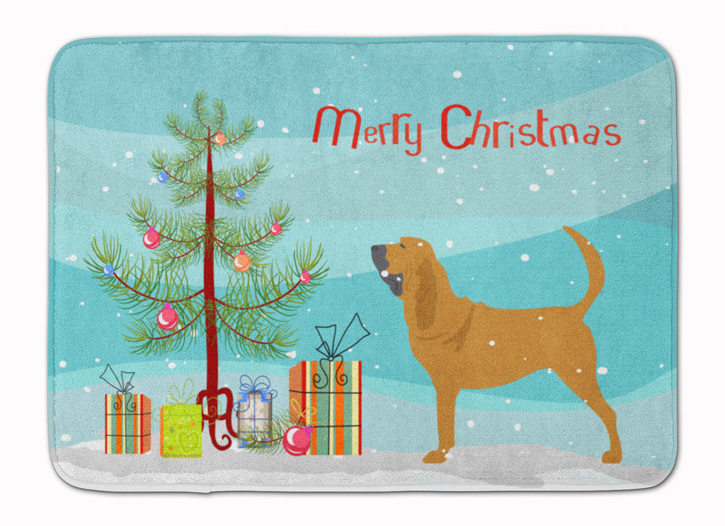 Bloodhound Merry Christmas Tree Memory Foam Kitchen Mat Machine Washable Anti-Fatigue Cushion Comfort Bath or Kitchen Rug