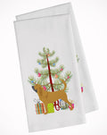 Bloodhound Merry Christmas Tree Kitchen Towel Set of 2 White Dish Towels Decorative Bathroom Hand towel for Hand, Face, Hair, Yoga, Tea, Dishcloth, 19 X 28", White