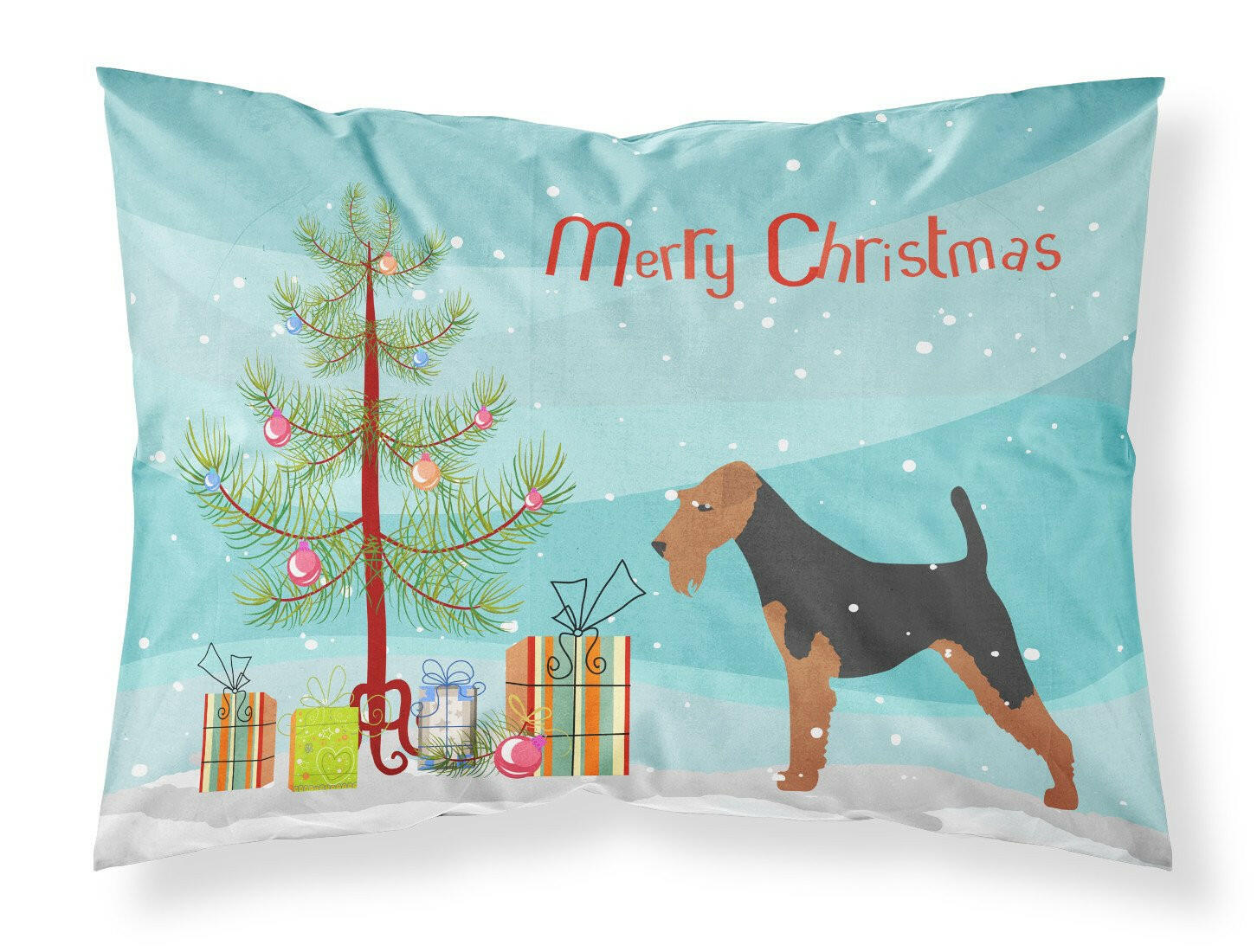 Welsh Terrier Merry Christmas Tree Standard Pillowcase Lightweight Super Soft Easy Care Decorative Artwork Pillowcase, Standard