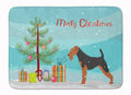 Welsh Terrier Merry Christmas Tree Memory Foam Kitchen Mat Machine Washable Anti-Fatigue Cushion Comfort Bath or Kitchen Rug