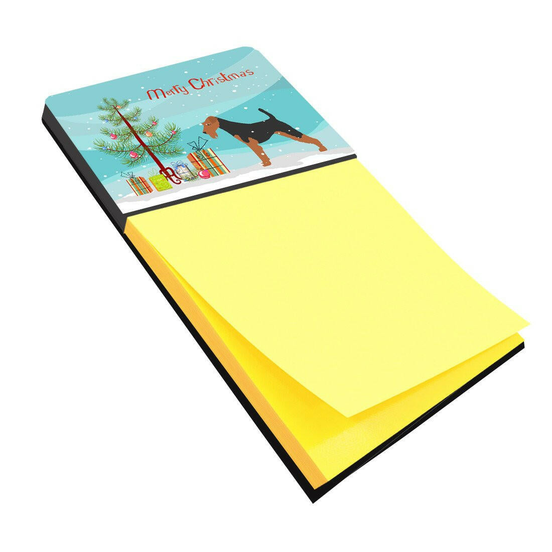Welsh Terrier Merry Christmas Tree Watercolor Sticky Note Holder Refillable Dispenser Desk Accessory 3x3 Pad Gift