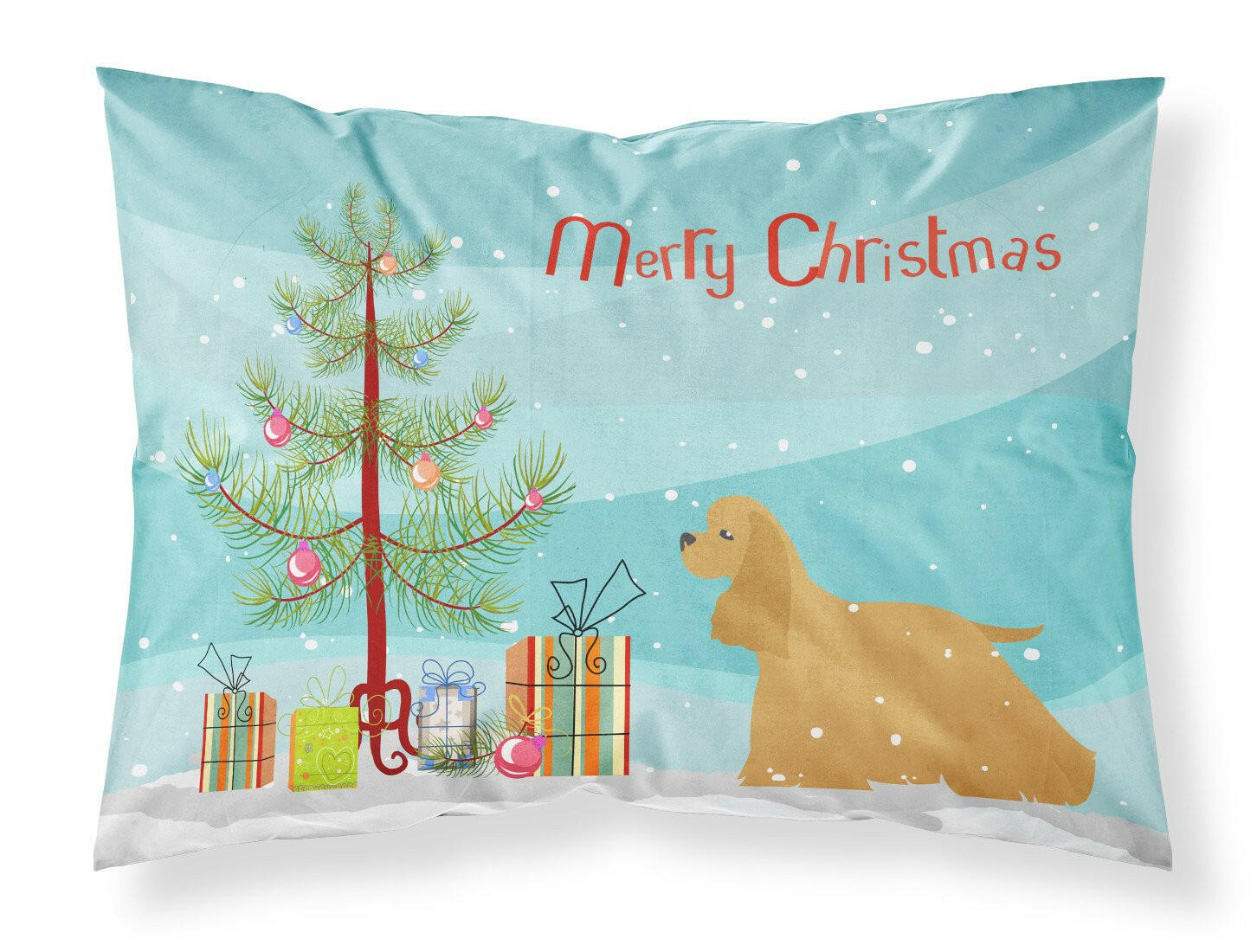 Cocker Spaniel Merry Christmas Tree Standard Pillowcase Lightweight Super Soft Easy Care Decorative Artwork Pillowcase, Standard