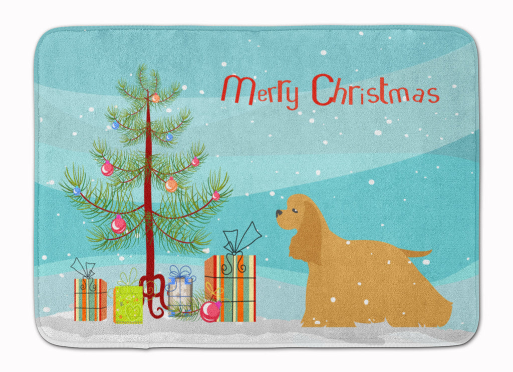 Cocker Spaniel Merry Christmas Tree Memory Foam Kitchen Mat Machine Washable Anti-Fatigue Cushion Comfort Bath or Kitchen Rug
