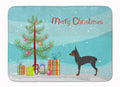 Toy Fox Terrier Merry Christmas Tree Memory Foam Kitchen Mat Machine Washable Anti-Fatigue Cushion Comfort Bath or Kitchen Rug