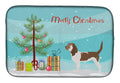 Grand Basset Griffon Vendeen Merry Christmas Tree Dish Drying Mat Absorbent Dish Drying Mat Pad for Kitchen Counter Dish Drainer Mat for Countertop, 14 x 21", Multicolor