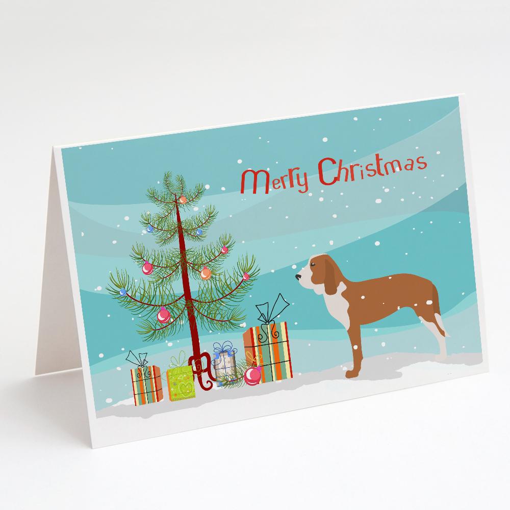 Spanish Hound Merry Christmas Tree Greeting Cards Pack of 8 Blank Cards with Envelopes Whimsical A7 Size 5x7