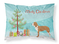 Spanish Hound Merry Christmas Tree Standard Pillowcase Lightweight Super Soft Easy Care Decorative Artwork Pillowcase, Standard