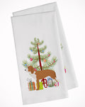 Spanish Hound Merry Christmas Tree Kitchen Towel Set of 2 White Dish Towels Decorative Bathroom Hand towel for Hand, Face, Hair, Yoga, Tea, Dishcloth, 19 X 28", White