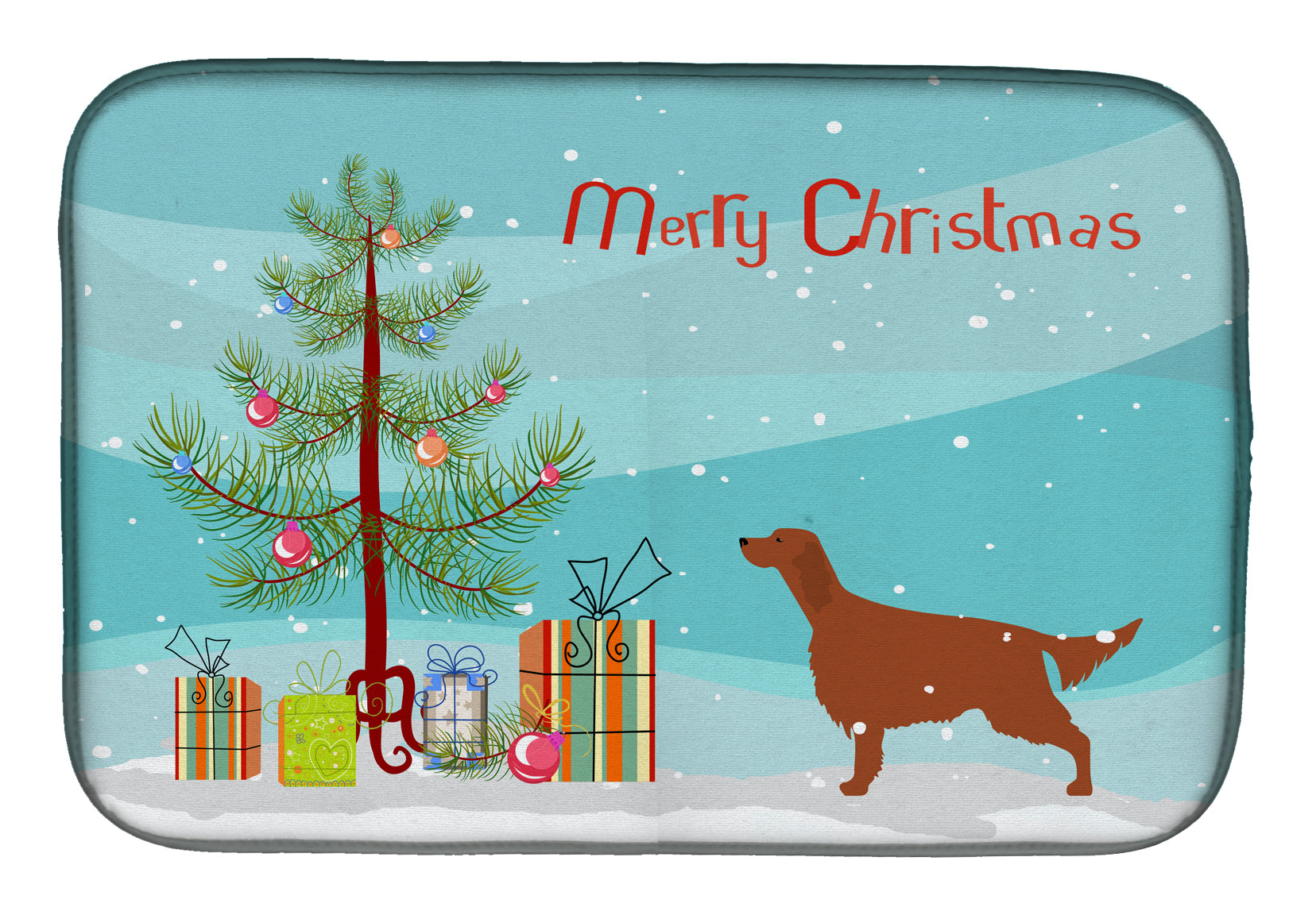 Irish Setter Merry Christmas Tree Dish Drying Mat Absorbent Dish Drying Mat Pad for Kitchen Counter Dish Drainer Mat for Countertop, 14 x 21", Multicolor