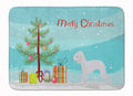 Bedlington Terrier Merry Christmas Tree Memory Foam Kitchen Mat Machine Washable Anti-Fatigue Cushion Comfort Bath or Kitchen Rug