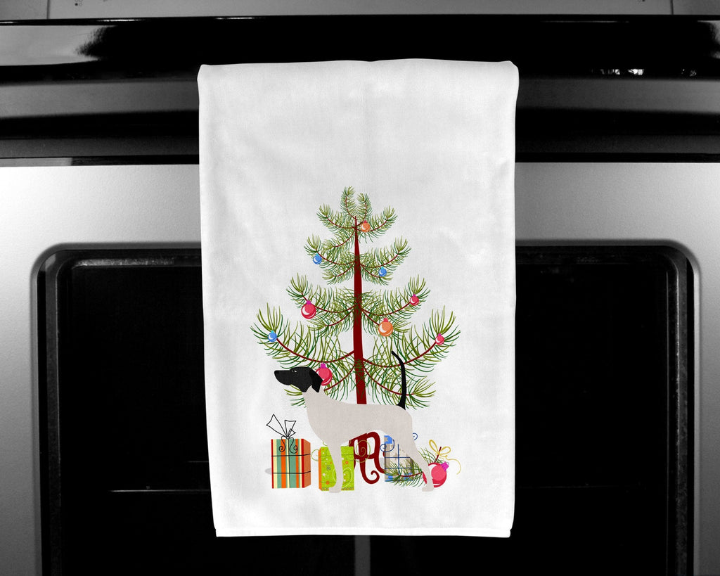 English Pointer Merry Christmas Tree Kitchen Towel Set of 2 White Dish Towels Decorative Bathroom Hand towel for Hand, Face, Hair, Yoga, Tea, Dishcloth, 19 X 28", White