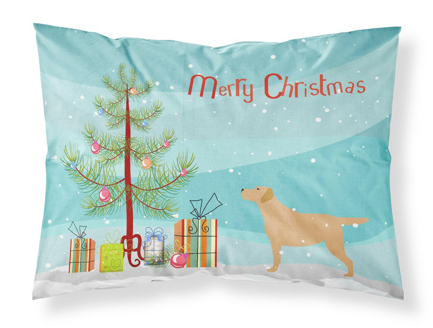 Yellow Labrador Retriever Merry Christmas Tree Standard Pillowcase Lightweight Super Soft Easy Care Decorative Artwork Pillowcase, Standard