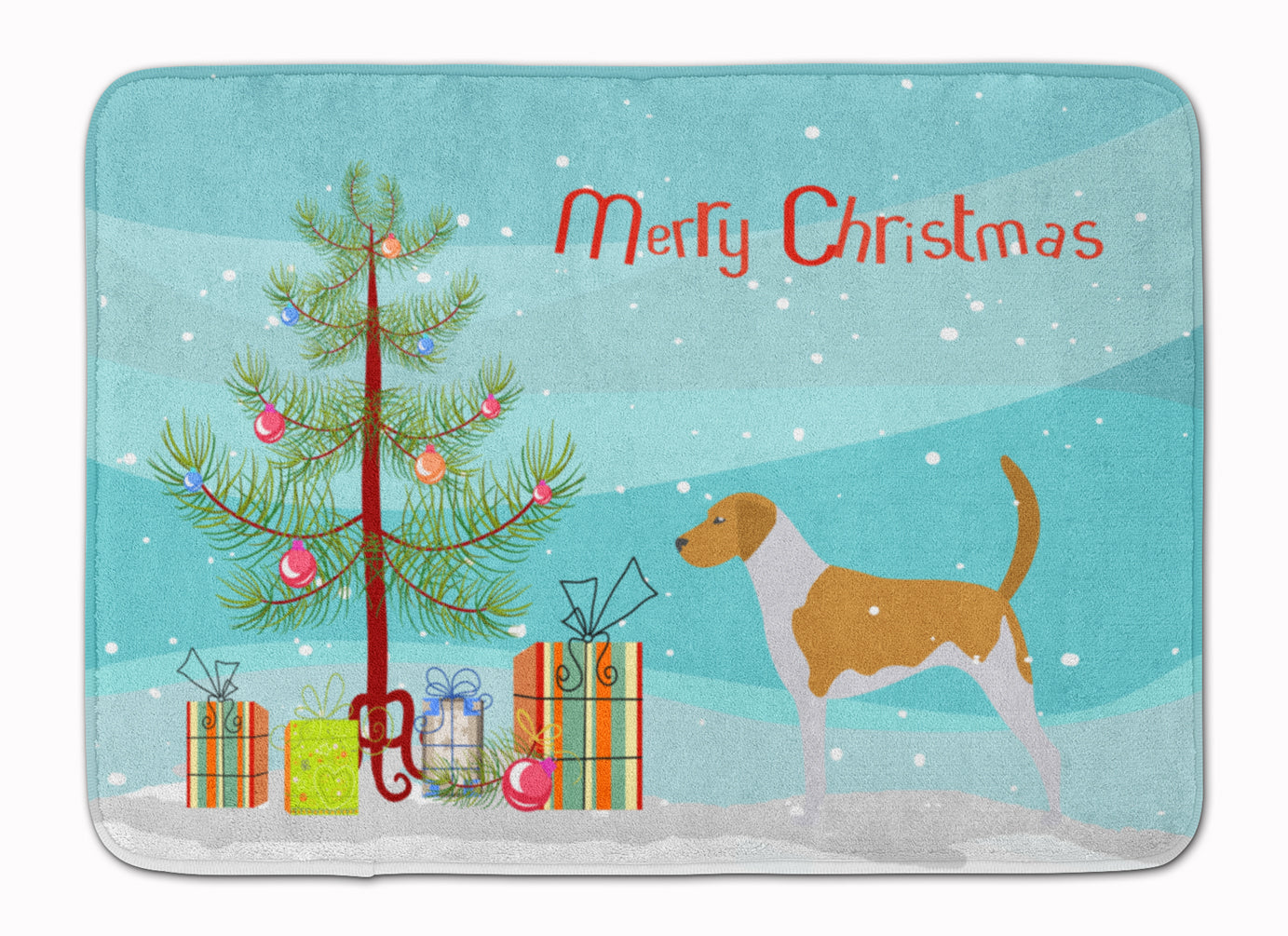 American Foxhound Merry Christmas Tree Memory Foam Kitchen Mat Machine Washable Anti-Fatigue Cushion Comfort Bath or Kitchen Rug