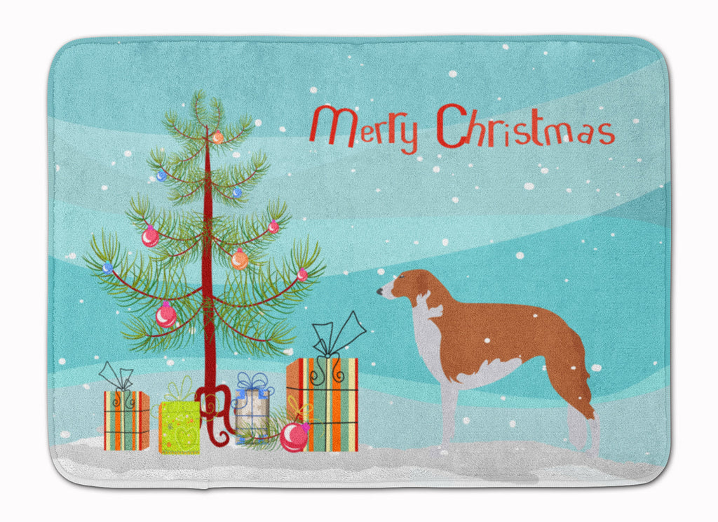 Borzoi Russian Greyhound Merry Christmas Tree Memory Foam Kitchen Mat Machine Washable Anti-Fatigue Cushion Comfort Bath or Kitchen Rug