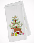 Borzoi Russian Greyhound Merry Christmas Tree Kitchen Towel Set of 2 White Dish Towels Decorative Bathroom Hand towel for Hand, Face, Hair, Yoga, Tea, Dishcloth, 19 X 28", White