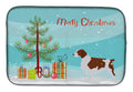Welsh Springer Spaniel Merry Christmas Tree Dish Drying Mat Absorbent Dish Drying Mat Pad for Kitchen Counter Dish Drainer Mat for Countertop, 14 x 21", Multicolor