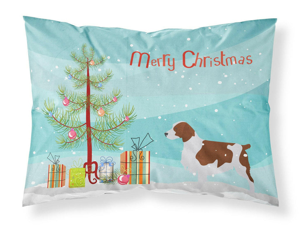 Welsh Springer Spaniel Merry Christmas Tree Standard Pillowcase Lightweight Super Soft Easy Care Decorative Artwork Pillowcase, Standard