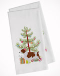 Welsh Springer Spaniel Merry Christmas Tree Kitchen Towel Set of 2 White Dish Towels Decorative Bathroom Hand towel for Hand, Face, Hair, Yoga, Tea, Dishcloth, 19 X 28", White