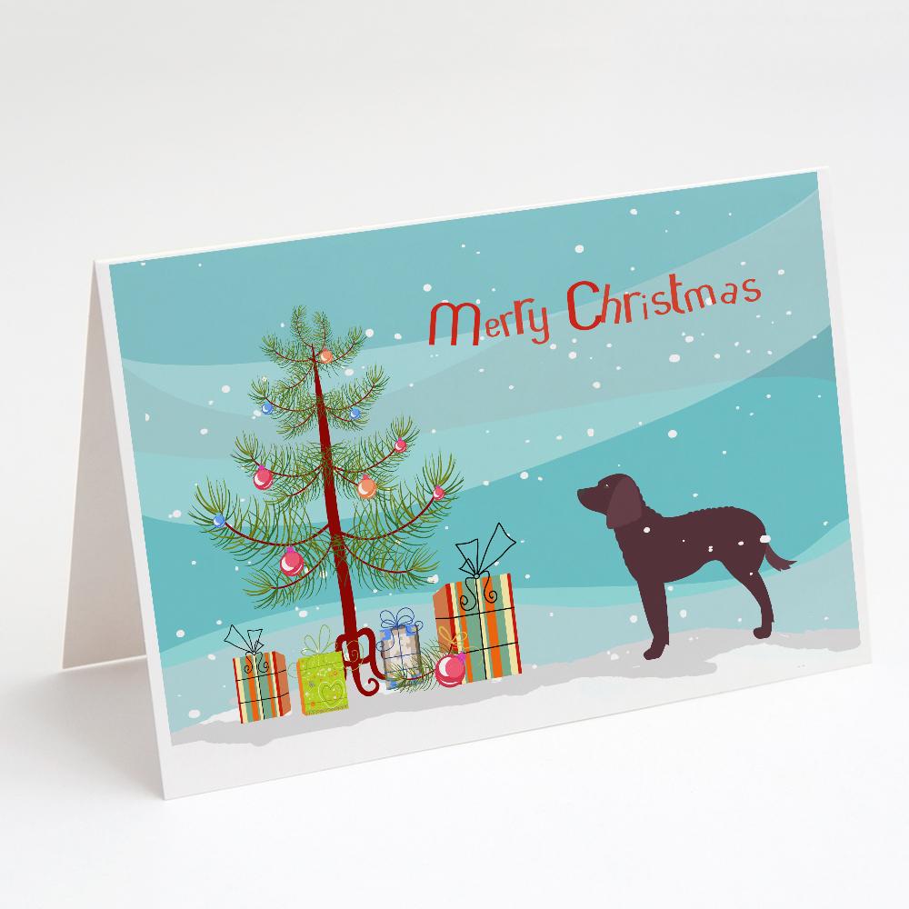 American Water Spaniel Merry Christmas Tree Greeting Cards Pack of 8 Blank Cards with Envelopes Whimsical A7 Size 5x7