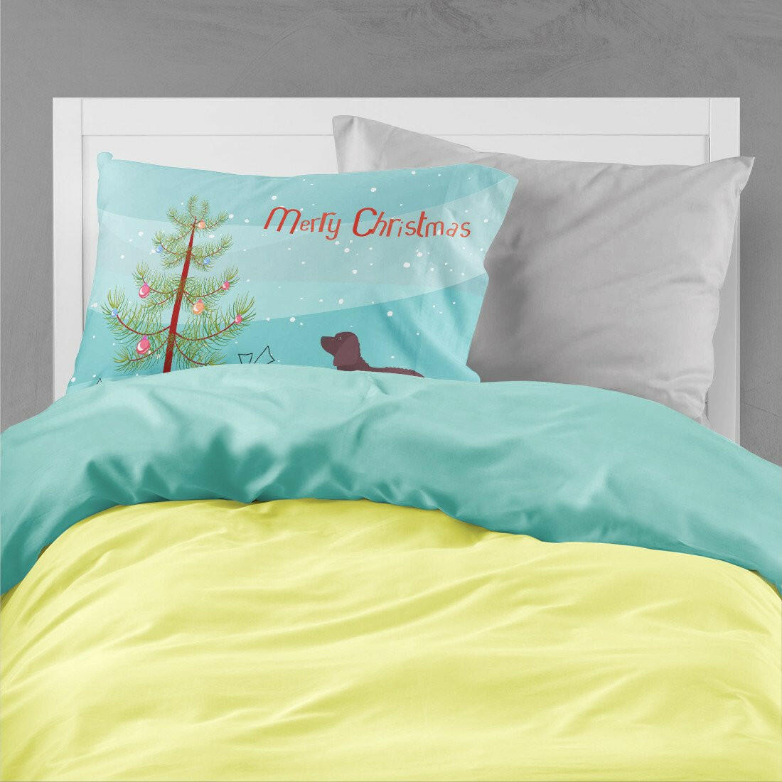 American Water Spaniel Merry Christmas Tree Standard Pillowcase Lightweight Super Soft Easy Care Decorative Artwork Pillowcase, Standard