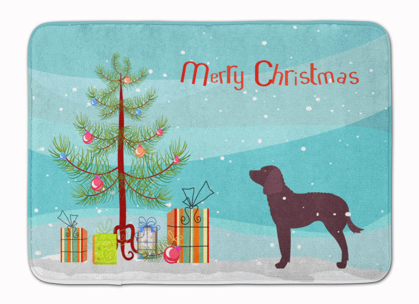 American Water Spaniel Merry Christmas Tree Memory Foam Kitchen Mat Machine Washable Anti-Fatigue Cushion Comfort Bath or Kitchen Rug