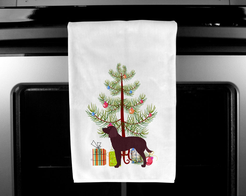 American Water Spaniel Merry Christmas Tree Kitchen Towel Set of 2 White Dish Towels Decorative Bathroom Hand towel for Hand, Face, Hair, Yoga, Tea, Dishcloth, 19 X 28", White