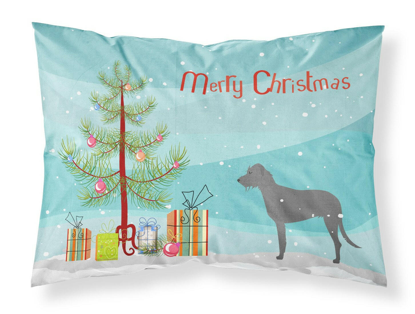 Irish Wolfhound Merry Christmas Tree Standard Pillowcase Lightweight Super Soft Easy Care Decorative Artwork Pillowcase, Standard