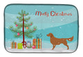 Golden Retriever Merry Christmas Tree Dish Drying Mat Absorbent Dish Drying Mat Pad for Kitchen Counter Dish Drainer Mat for Countertop, 14 x 21", Multicolor