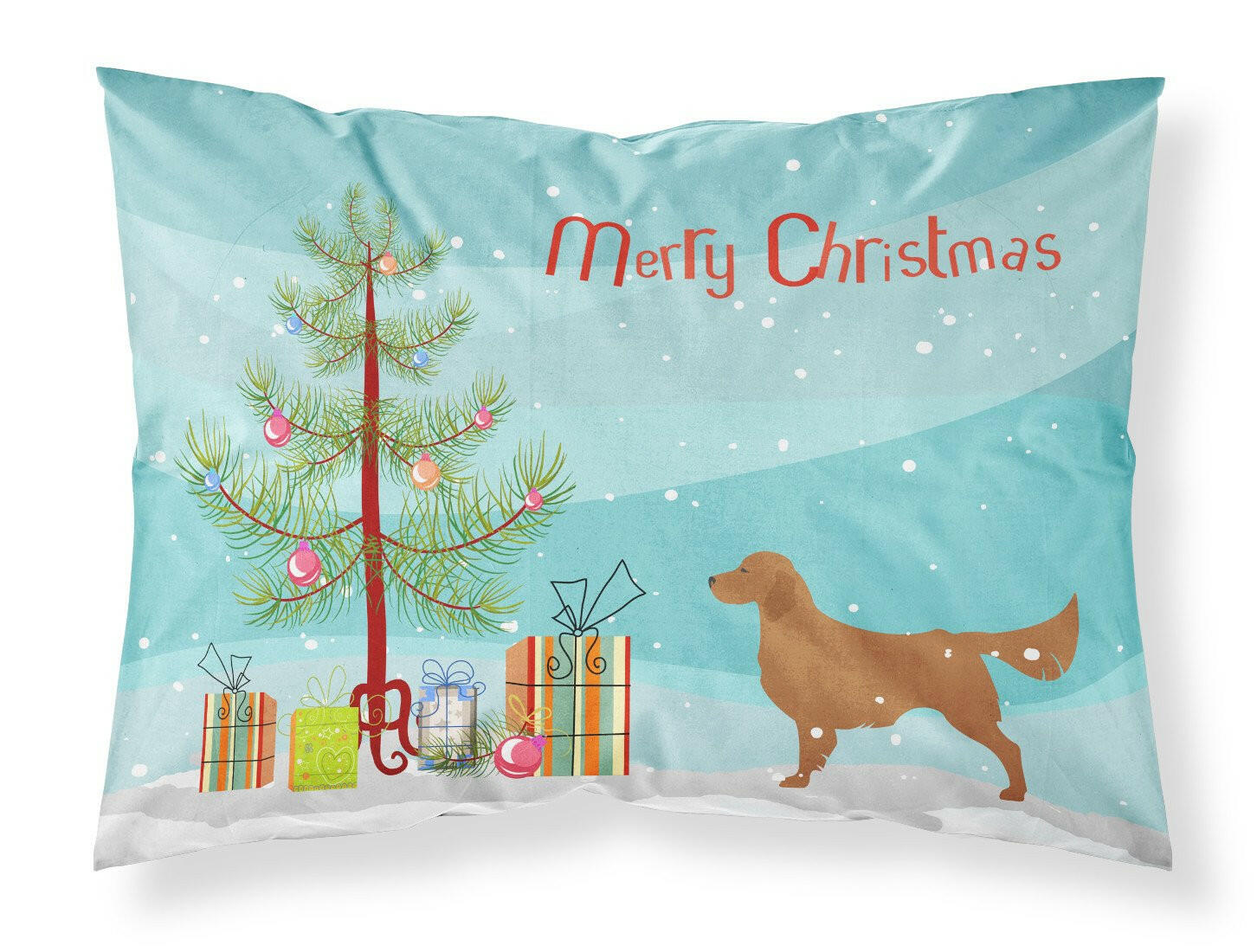 Golden Retriever Merry Christmas Tree Standard Pillowcase Lightweight Super Soft Easy Care Decorative Artwork Pillowcase, Standard