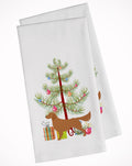 Golden Retriever Merry Christmas Tree Kitchen Towel Set of 2 White Dish Towels Decorative Bathroom Hand towel for Hand, Face, Hair, Yoga, Tea, Dishcloth, 19 X 28", White