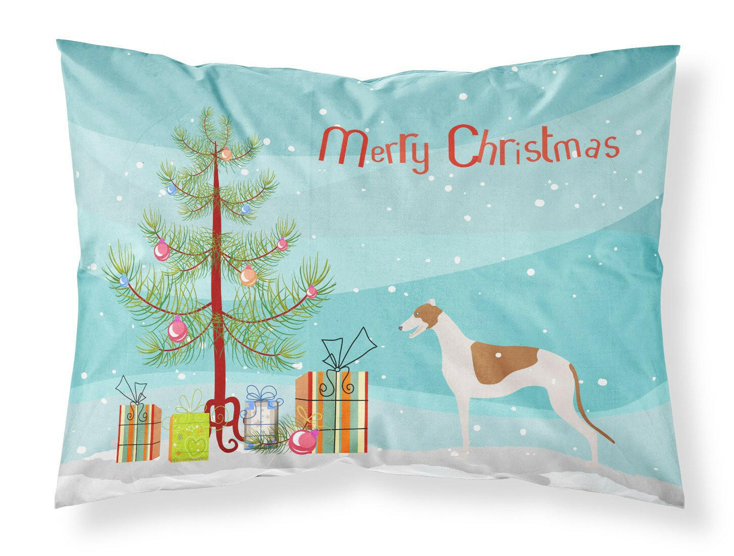 Greyhound Merry Christmas Tree Standard Pillowcase Lightweight Super Soft Easy Care Decorative Artwork Pillowcase, Standard