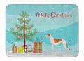 Greyhound Merry Christmas Tree Memory Foam Kitchen Mat Machine Washable Anti-Fatigue Cushion Comfort Bath or Kitchen Rug