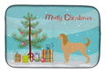 Afghan Hound Merry Christmas Tree Dish Drying Mat Absorbent Dish Drying Mat Pad for Kitchen Counter Dish Drainer Mat for Countertop, 14 x 21", Multicolor