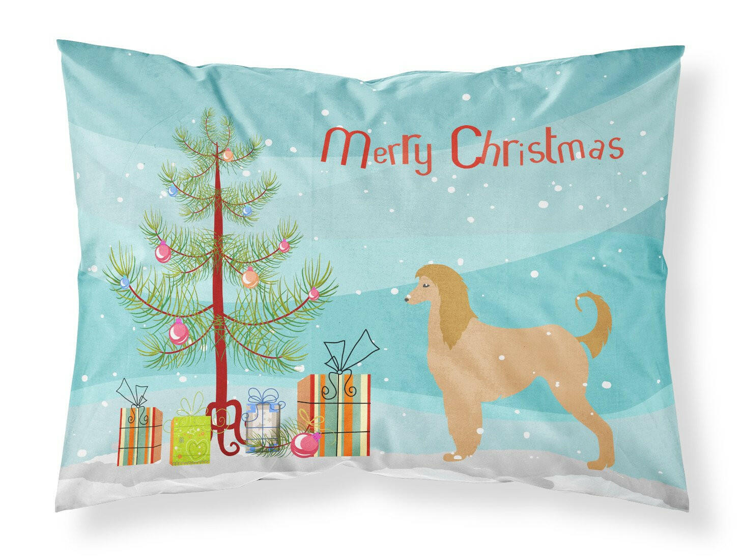 Afghan Hound Merry Christmas Tree Standard Pillowcase Lightweight Super Soft Easy Care Decorative Artwork Pillowcase, Standard