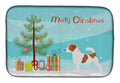 Jack Russell Terrier Merry Christmas Tree Dish Drying Mat Absorbent Dish Drying Mat Pad for Kitchen Counter Dish Drainer Mat for Countertop, 14 x 21", Multicolor