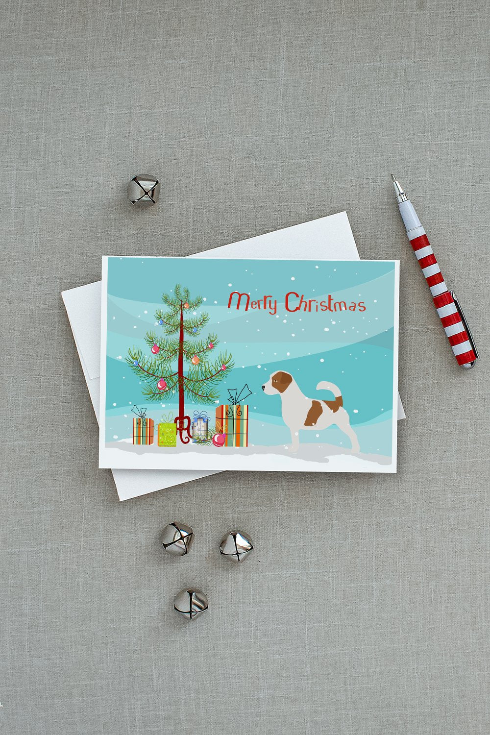 Jack Russell Terrier Merry Christmas Tree Greeting Cards Pack of 8 Blank Cards with Envelopes Whimsical A7 Size 5x7