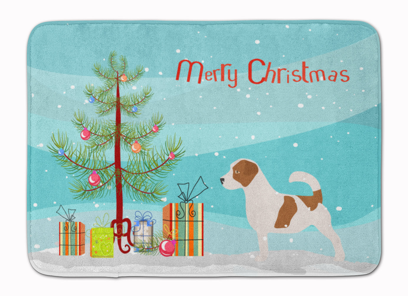 Jack Russell Terrier Merry Christmas Tree Memory Foam Kitchen Mat Machine Washable Anti-Fatigue Cushion Comfort Bath or Kitchen Rug
