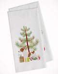 Jack Russell Terrier Merry Christmas Tree Kitchen Towel Set of 2 White Dish Towels Decorative Bathroom Hand towel for Hand, Face, Hair, Yoga, Tea, Dishcloth, 19 X 28", White