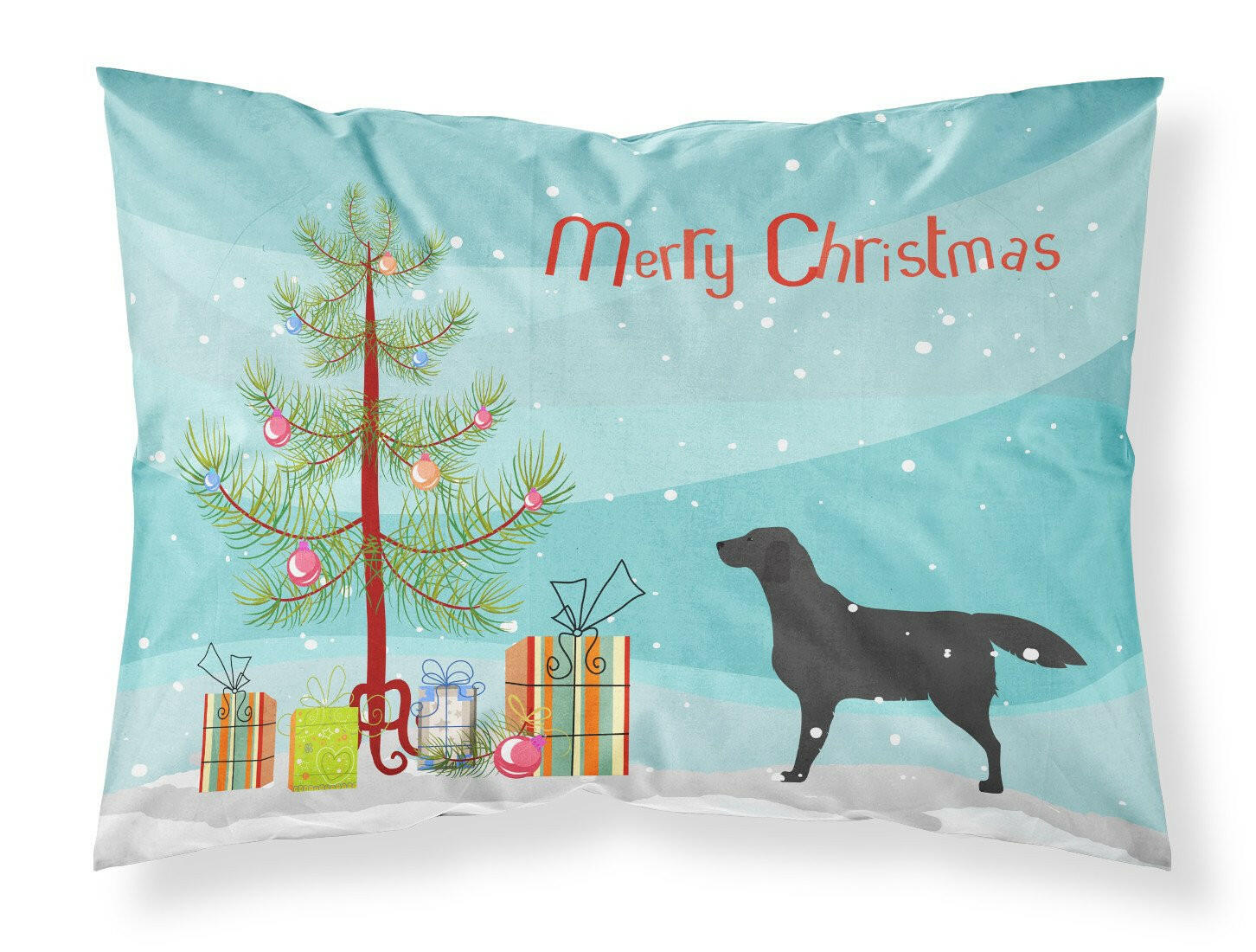 Black Labrador Retriever Merry Christmas Tree Standard Pillowcase Lightweight Super Soft Easy Care Decorative Artwork Pillowcase, Standard