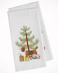 Beagle Merry Christmas Tree Kitchen Towel Set of 2 White Dish Towels Decorative Bathroom Hand towel for Hand, Face, Hair, Yoga, Tea, Dishcloth, 19 X 28", White