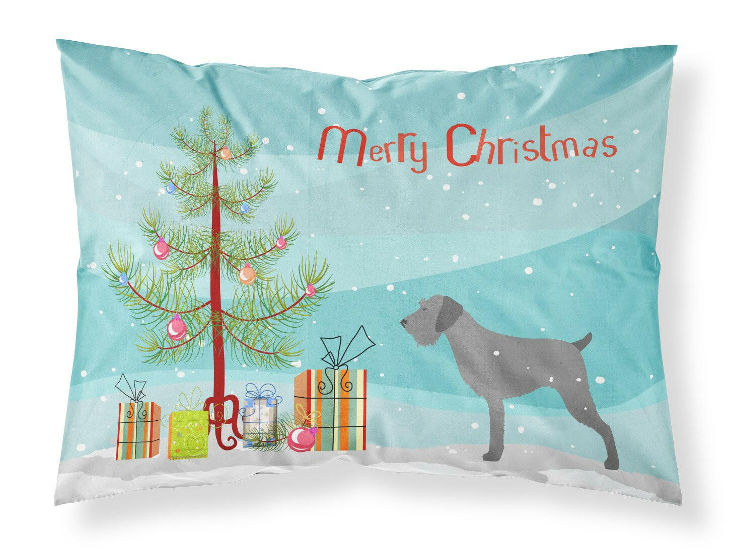 German Wirehaired Pointer Merry Christmas Tree Standard Pillowcase Lightweight Super Soft Easy Care Decorative Artwork Pillowcase, Standard